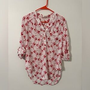 DNA Couture Red and White Floral Blouse